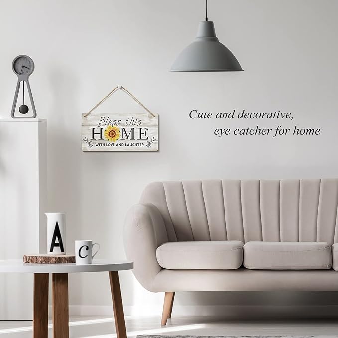 Heuhuww Bless This Home Wood Sign 6x12 Bible Verse Front Door Decor, Religious - Image 6
