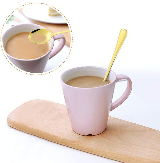 DaKuan Set of 10 Gold Stainless Steel Long Handle Stirring Spoons - Image 5