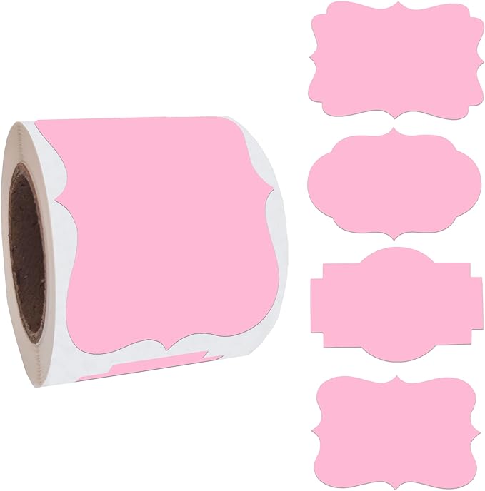 2 x3 Pink Label Stickers, Self-Adhesive Gift Tag Stickers, Write on Blank Labels by SALEMAR