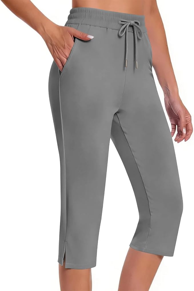 Capri Yoga Pants for Women Drawstring Elastic Waisted Trousers Summer Jogger - Image 2