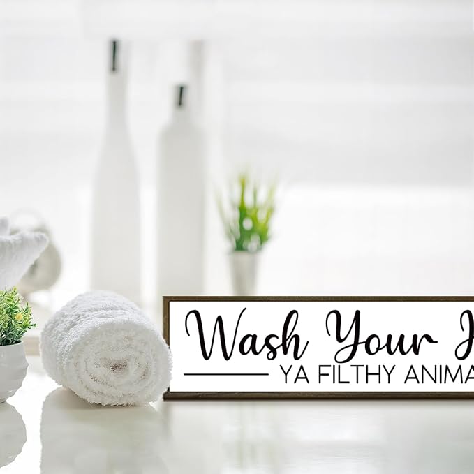 Funny Bathroom Sign, Wash Your Hands Ya Filthy Animal, Wash Hands Gift - Image 4