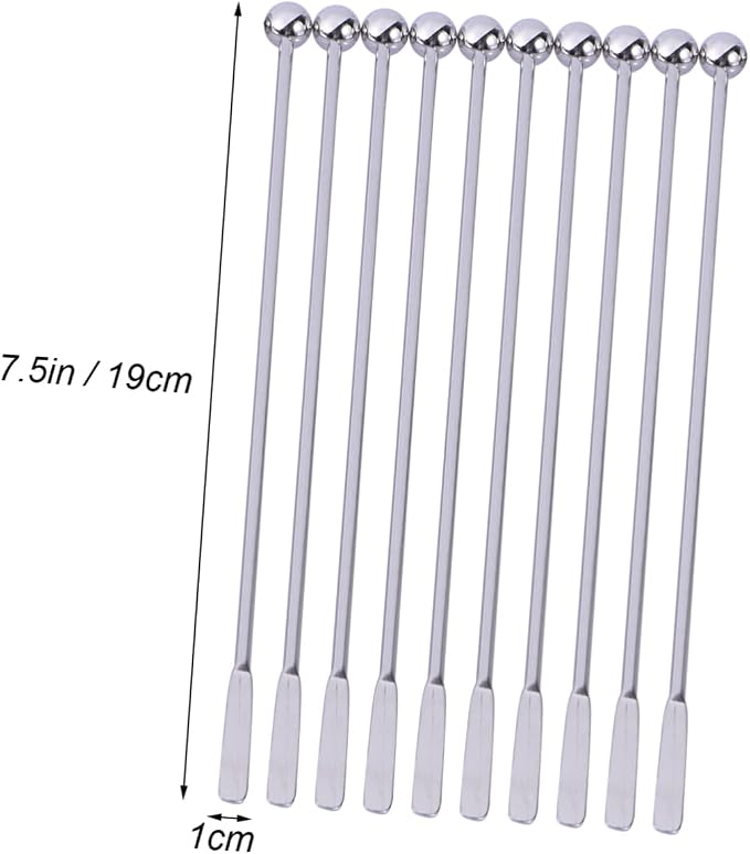 Luxshiny 10pcs Stainless Steel Cocktail Mixing Stirrers Drinks Coffee and - Image 2