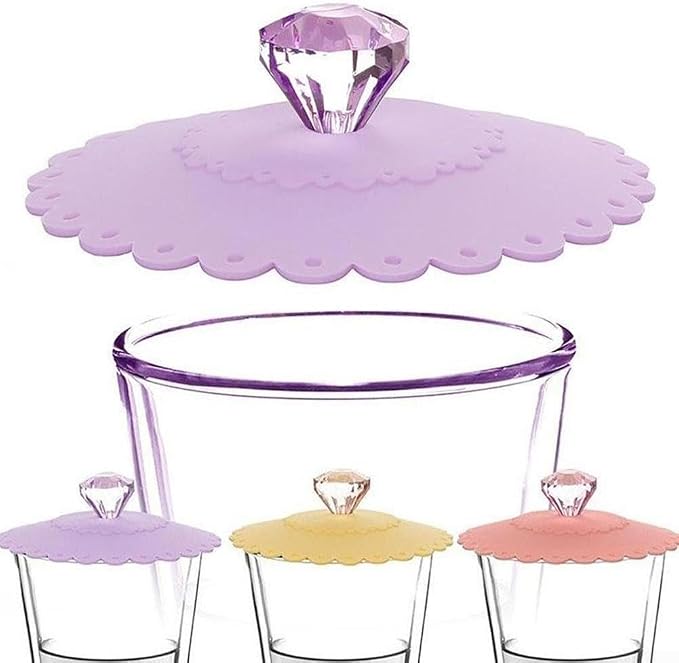 Silicone Cup Lid with Diamond Flower Pattern, Reusable Anti-Dust Cover - Image 8