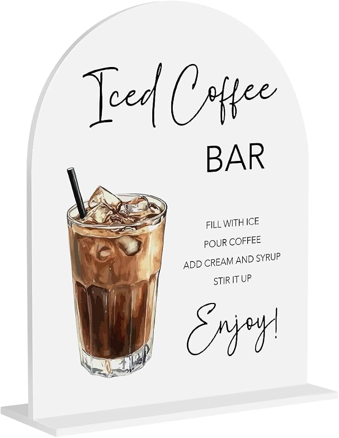 Iced Coffee Bar Sign Beverage Station Caffeinated Drinking Station Welcome by Unknown