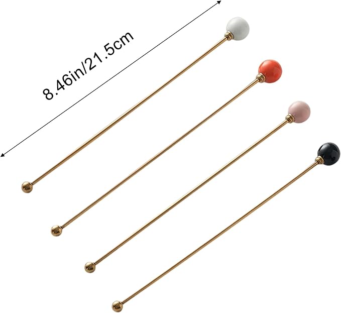 4PCS Stainless Steel Cocktail Swizzle Sticks Reusable Mixing Stirrers Coffee - Image 2