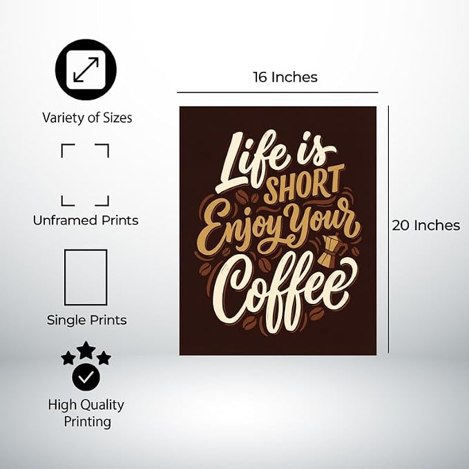 Lawrence Williams Designs Life Is Short Enjoy Your Coffee Poster - Image 2