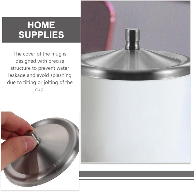 Luxshiny Stainless Steel Mug Lid Set 3.34 Inch Reusable Leak Proof Round Cup - Image 8