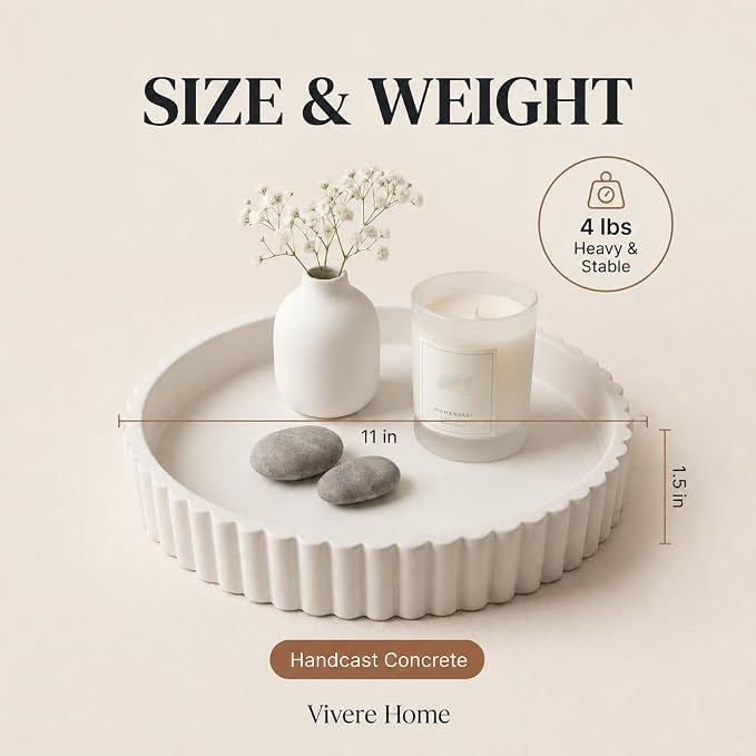 11-Inch Concrete Round Tray Home Decor - Image 2