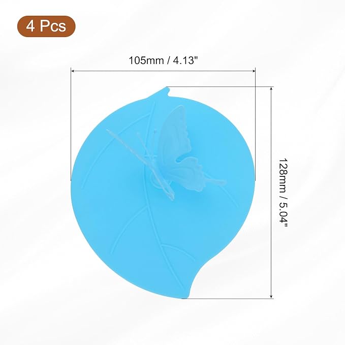uxcell 4Pcs Silicone Cup Lids, 5 Inch Mug Cover Seal Butterfly Silicone Cup - Image 2