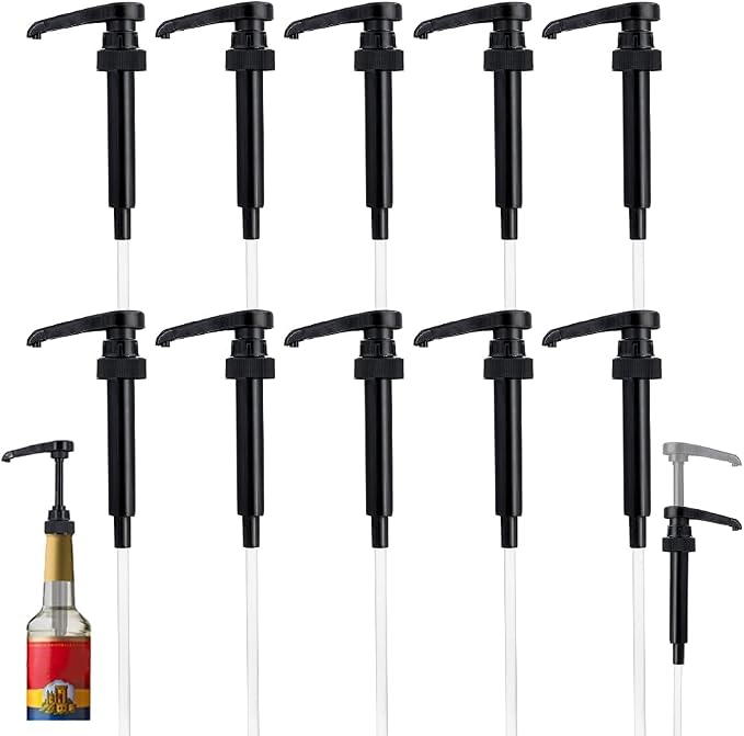 10 Packs Black Coffee Syrup Pump Dispenser, Compatible by DupakSYS