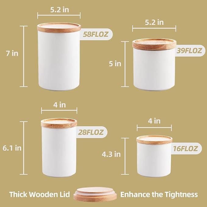 Sweejar Kitchen Canisters Ceramic Food Storage Jar Set, Stackable Containers - Image 3