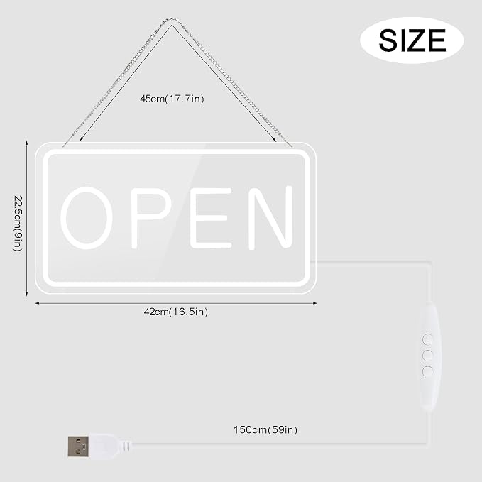 LED Open Sign for Business, USB Powered Storefront Window Open Signs - Image 6