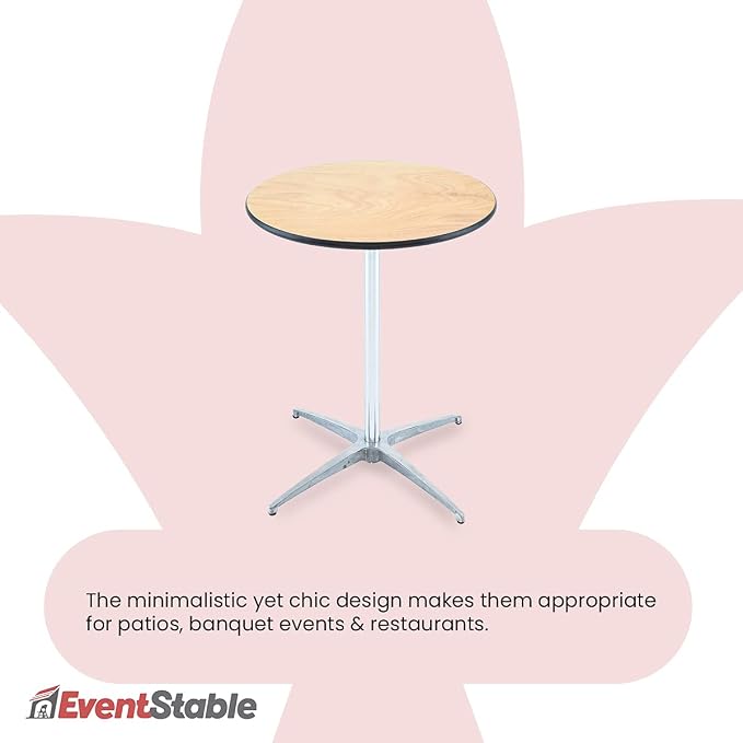 EventStable Titan Series 30" Round Classic Wooden Cocktail Table - Image 6