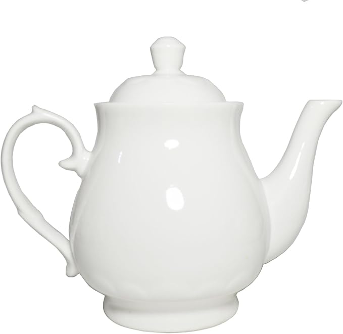 White Porcelain Teapot, Large Chinese Lotus Tea Pot Coffee Tea Water Pot by Liangbaobao