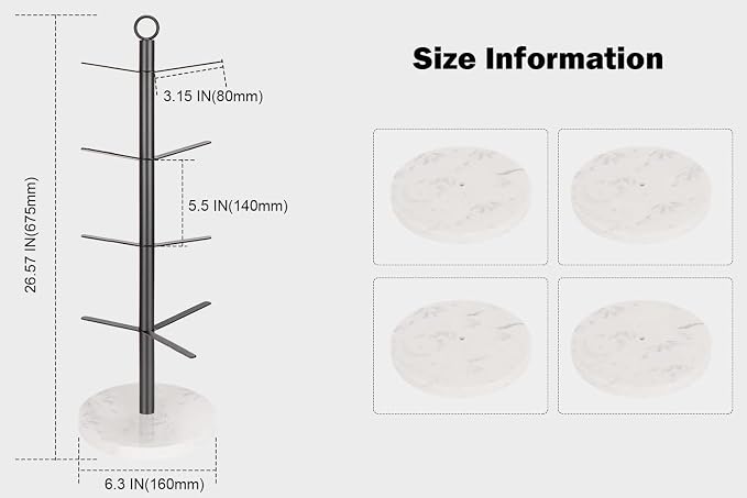 Mug Holder Tree, Coffee Cup Stand Holder, Thick Base Mug Rack - Image 2