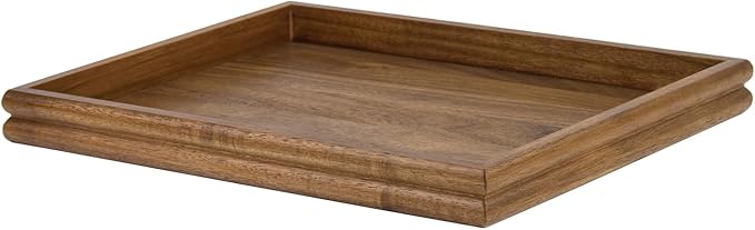HILLSPRING Acacia Wood Ottoman Tray, 17 Inch Rectangular Serving Tray by HillSpring