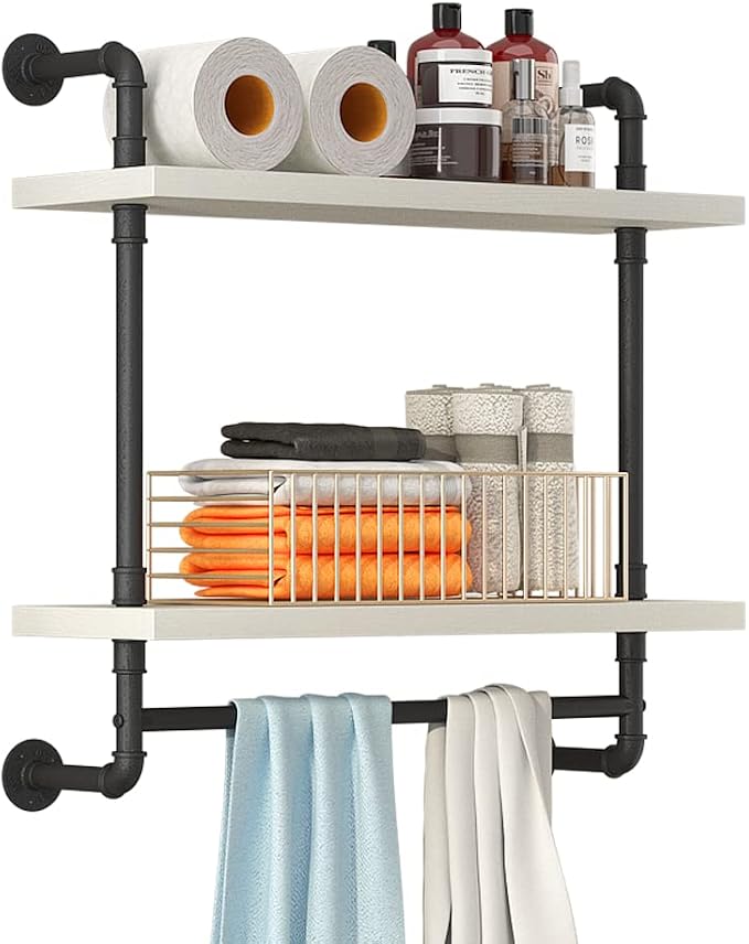 Helsin 24inch Industrial Pipe Shelving Bathroom Shelves Wall Mounted by Helsin