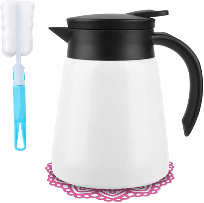 Mini Stainless Steel Thermal Carafe Coffee, 30 oz Tea Pot Double Wall Vacuum by Deeriz