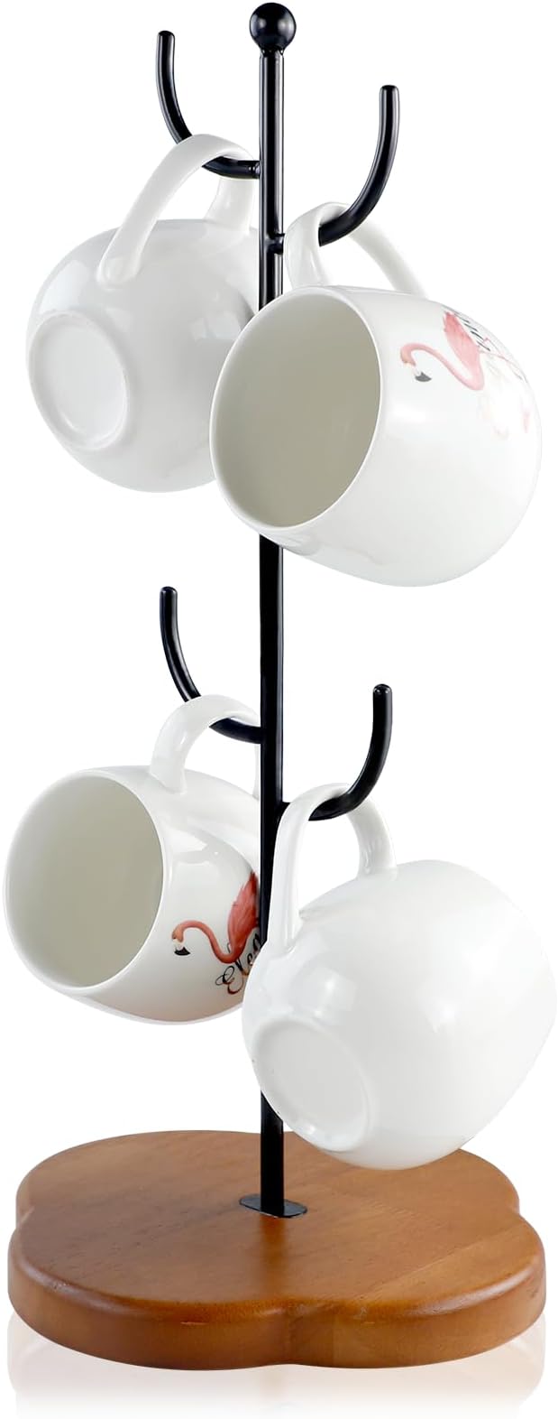 Coffee Mug Holder, Non-Slip 4 Hook Mug Rack, Metal & Wood, Modern & Elegant by OT-NVWOZR