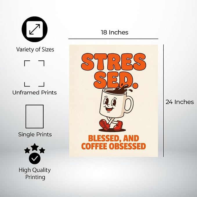 Lawrence Williams Designs Stressed Blessed and Coffee Obsessed Poster - Image 2