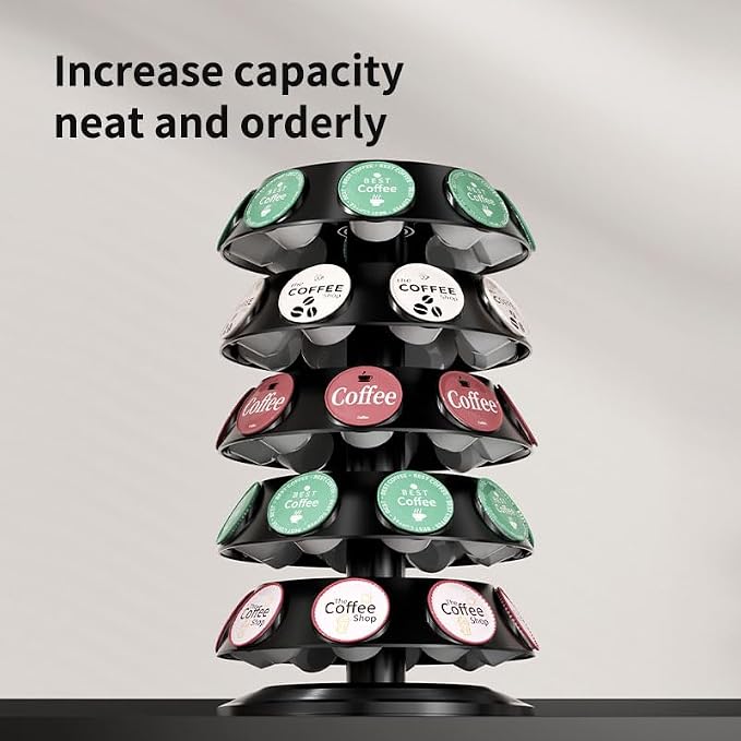 SAVORI 40 Capacity Rotating K-Cup Holder, 5-Tier Black Coffee Pod Carousel - Image 6