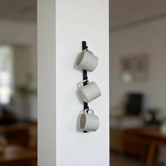 Yohsnor Coffee Mug Shelf for Wall – Premium Iron Wall-Mounted Coffee Cup Rack - Image 3