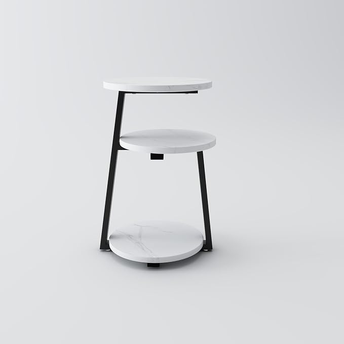 3-Tier Round End Table for Small Spaces, 13.8 Inch Compact Bedside Nightstand - Image 5