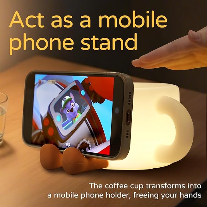 Coffee Cup Night Light, 7 Colors Dimmable Bedside Lamp, Touch Control Night Lamp - Image 3