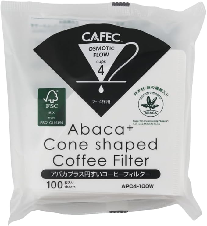 CAFEC Abaca+ 100-Pack Cone-shaped V60 02 1 to 4 Cup Disposable Pour-Over Drip by AWCCAFECUSA