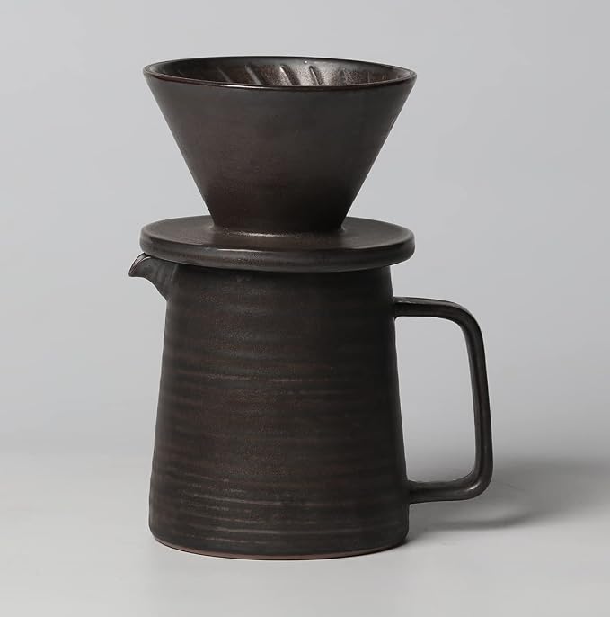 Stoneware Handmade Pour Over Coffee Maker Set, Ceramic Coffee Brewer Hand Drip - Image 7