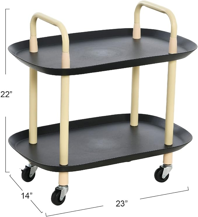 Main + Mesa Modern Plastic and Metal 2-Tier Trolley - Image 3