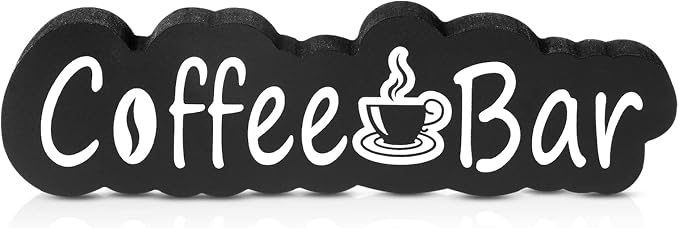 Coffee Bar Decor 8.1 x 2.2 Inches Wood Coffee Bar Sign Rustic Sign Small by Queekay