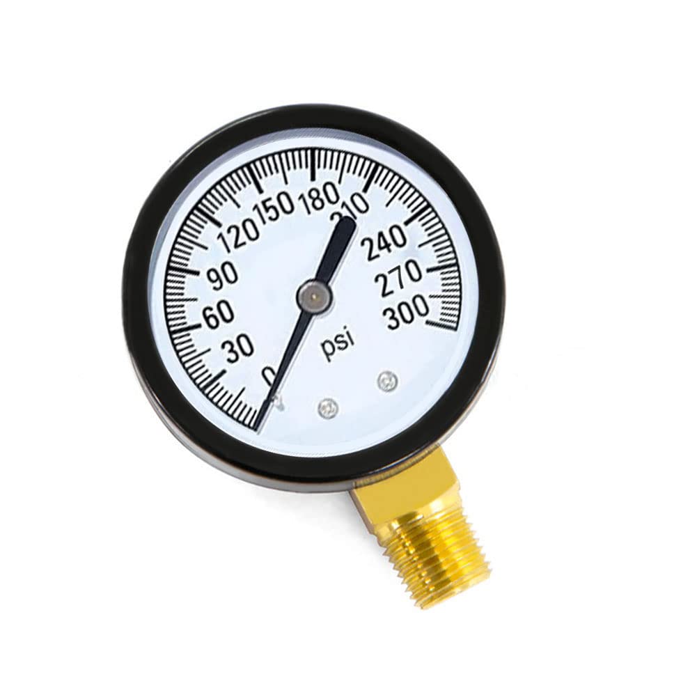 1/4" NPT 300Psi Steel Economical All Purpose Pressure Gauge with Brass Internals 2" Dial Display Bottom Mount
