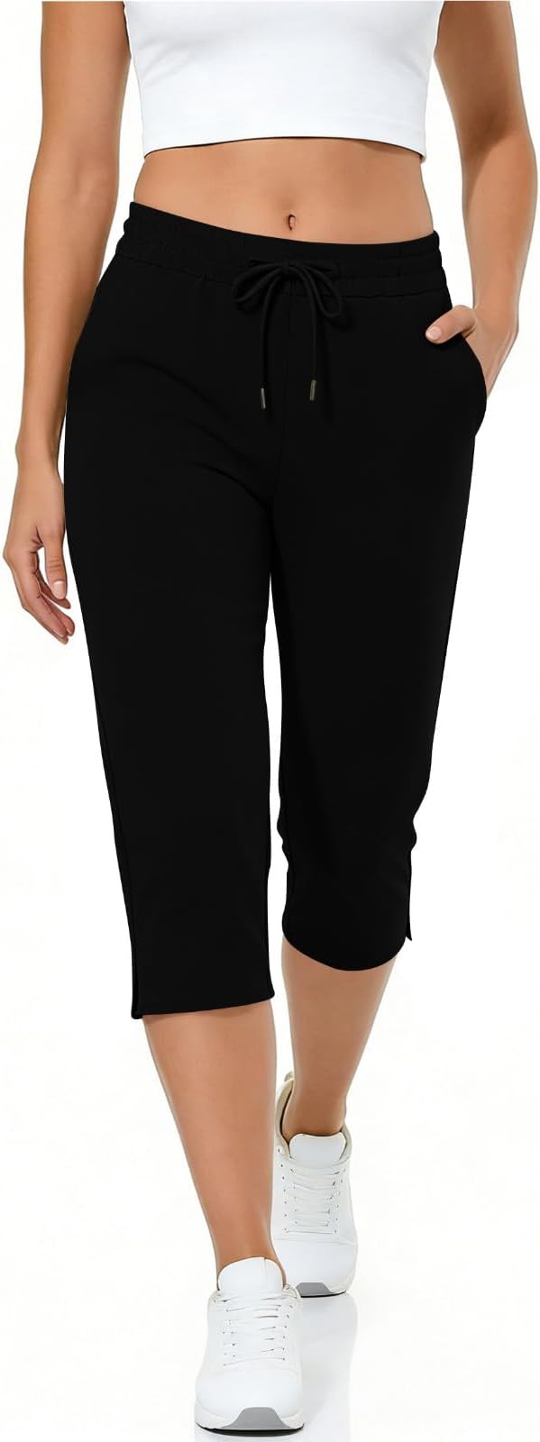 Capri Yoga Pants for Women Drawstring Elastic Waisted Trousers Summer Jogger - Image 8