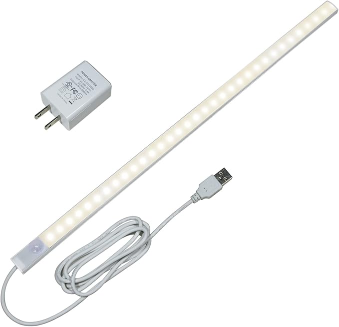 LED Motion Sensor Under Cabinet Lights, 17 inch Plug in Closet Light, USB by IKSACE