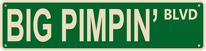 Vintage Tin Sign Big Pimpin Blvd Sign Street Sign Retro Metal Sign by Unknown