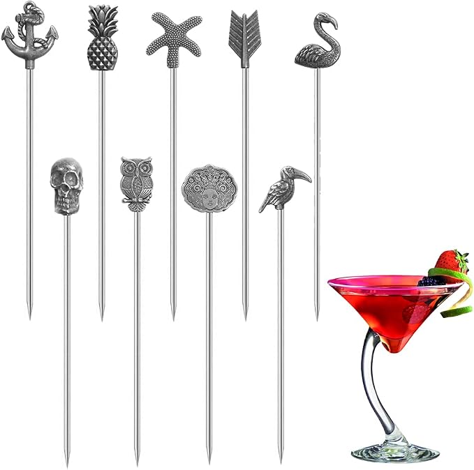 Martini Cocktail Picks Reusable Olive Picks Garnish Skewer Fruit Toothpicks Set by DEEKOUDT