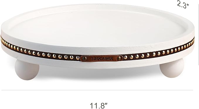 Farmhouse Decorative Round Tray, 11.81 Inch, Versatile Centerpiece Tray - Image 5