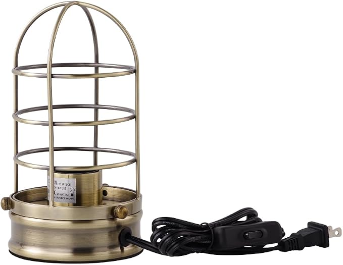 Cerdeco Small Retro Bronze Vintage Table Lamp, Industrial Desktop Lamp - Image 8