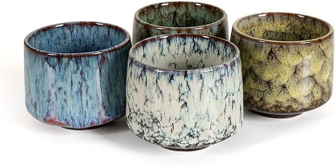 Ceramic Espresso Cups Set of 4, Espresso Coffee Mugs, Special Glazed Demitasse - Image 7
