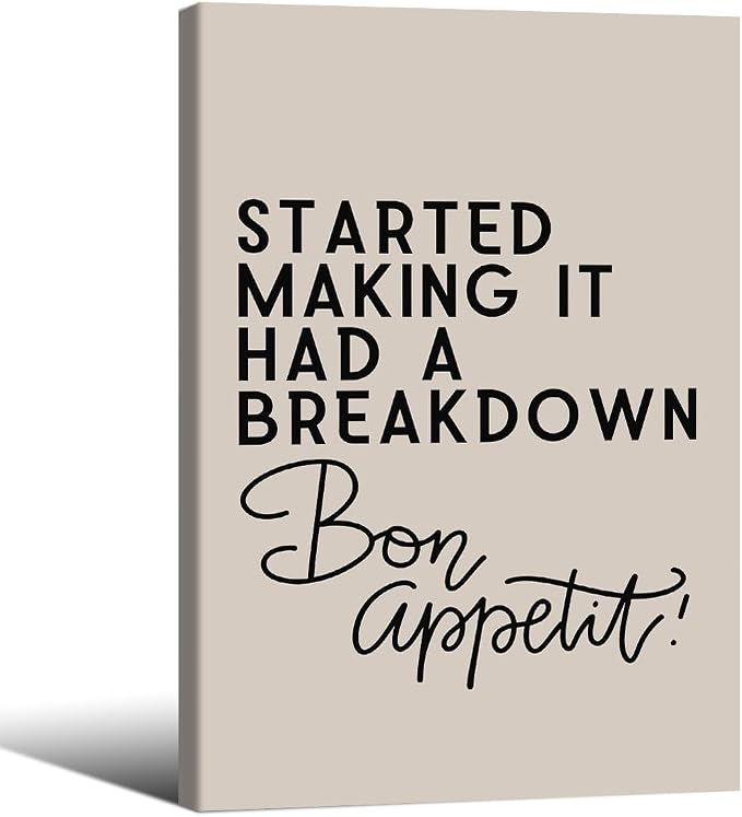 Wrapped Framed Funny Modern Kitchen Wall Art 24x36 inch Bon Appetit Quotes by Unknown