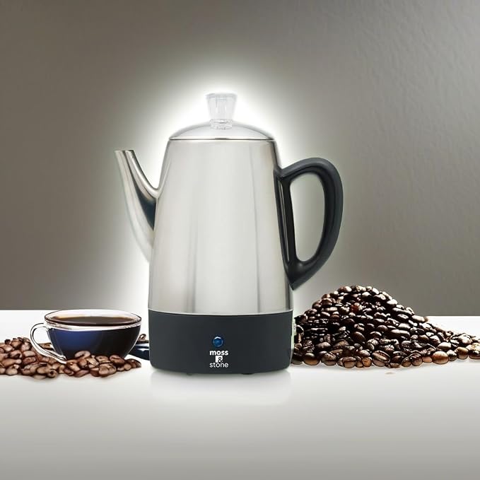 Moss & Stone Percolator Coffee Pot Electric 10 Cup, Stainless Steel Coffee - Image 5