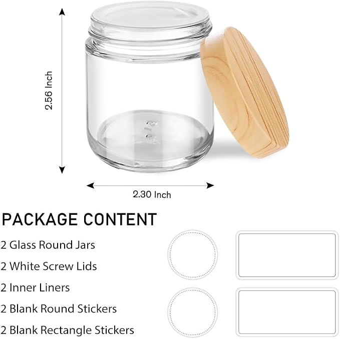Small Glass Jars with Lids, 4 oz Glass Jars with Plastic Woodgrain Lids & Inner - Image 5