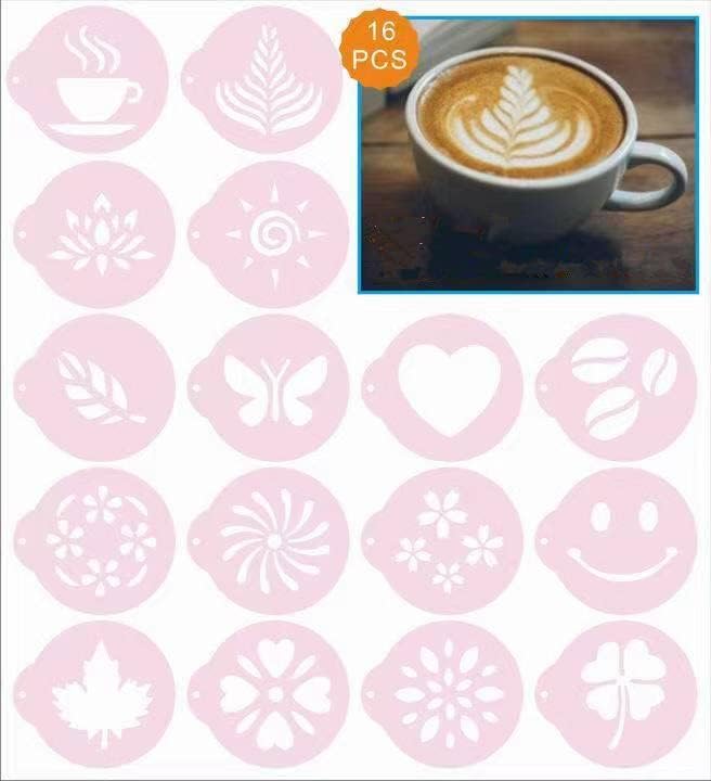 36 Coffee Stencils+2 Mesh Powder Shakers, Cake Baking Templates Coffee Art - Image 8