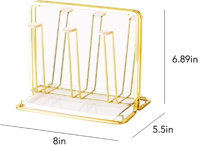 Metal Cup Drying Rack with 6 Hooks | Bottle Drying Rack with Drain Tray - Image 8