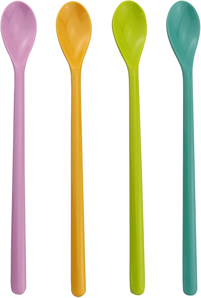 4PCS 8.9 inches Long Handle Mixing Spoons by ZZLZX