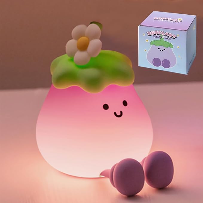 Eggplant Night Light for Adults Kids, Cute Silicone Dimmable Sleeping by LMFUEN