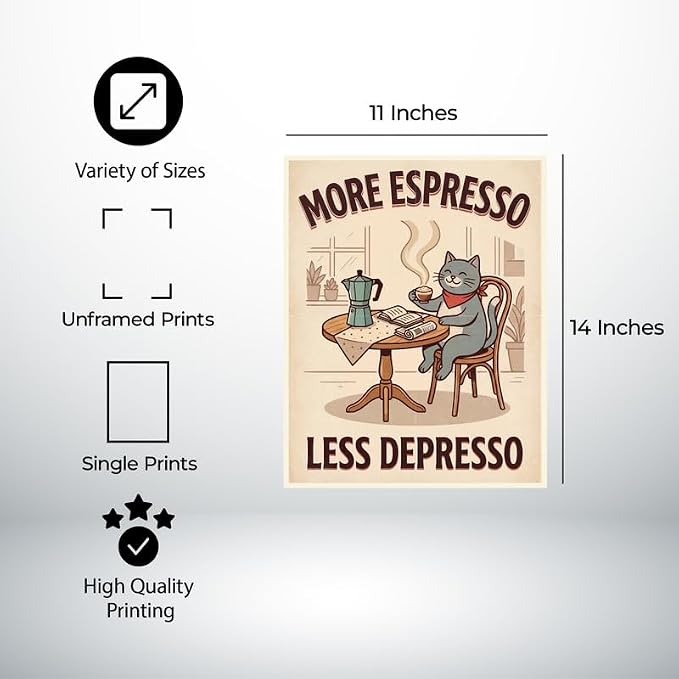 Lawrence Williams Designs Coffee Cat Poster - Image 2