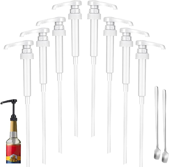 8 Packs White Coffee Syrup Pump Dispenser, Compatible by DupakSYS