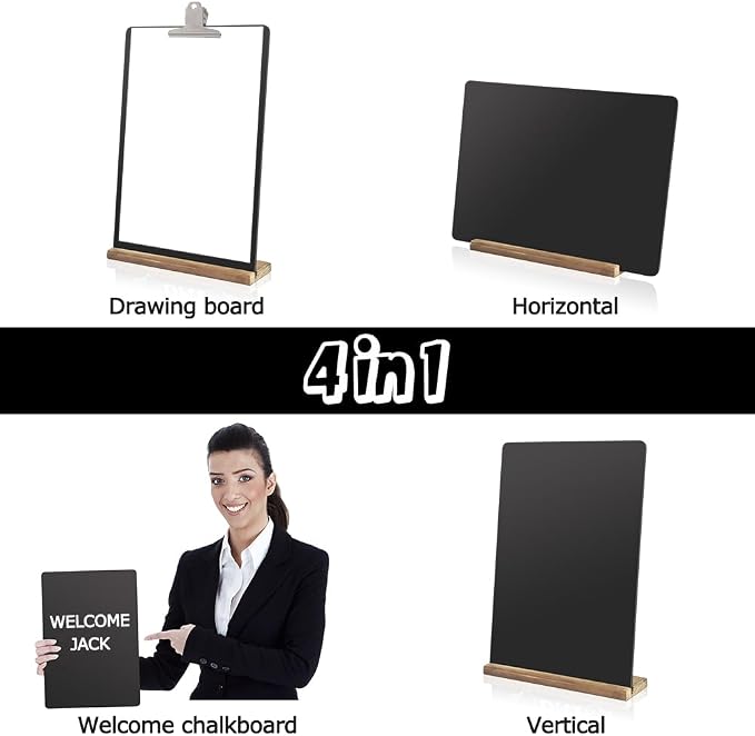 Double-Sided Tabletop Chalkboard Set Wooden Chalkboards Store Signs - Image 3